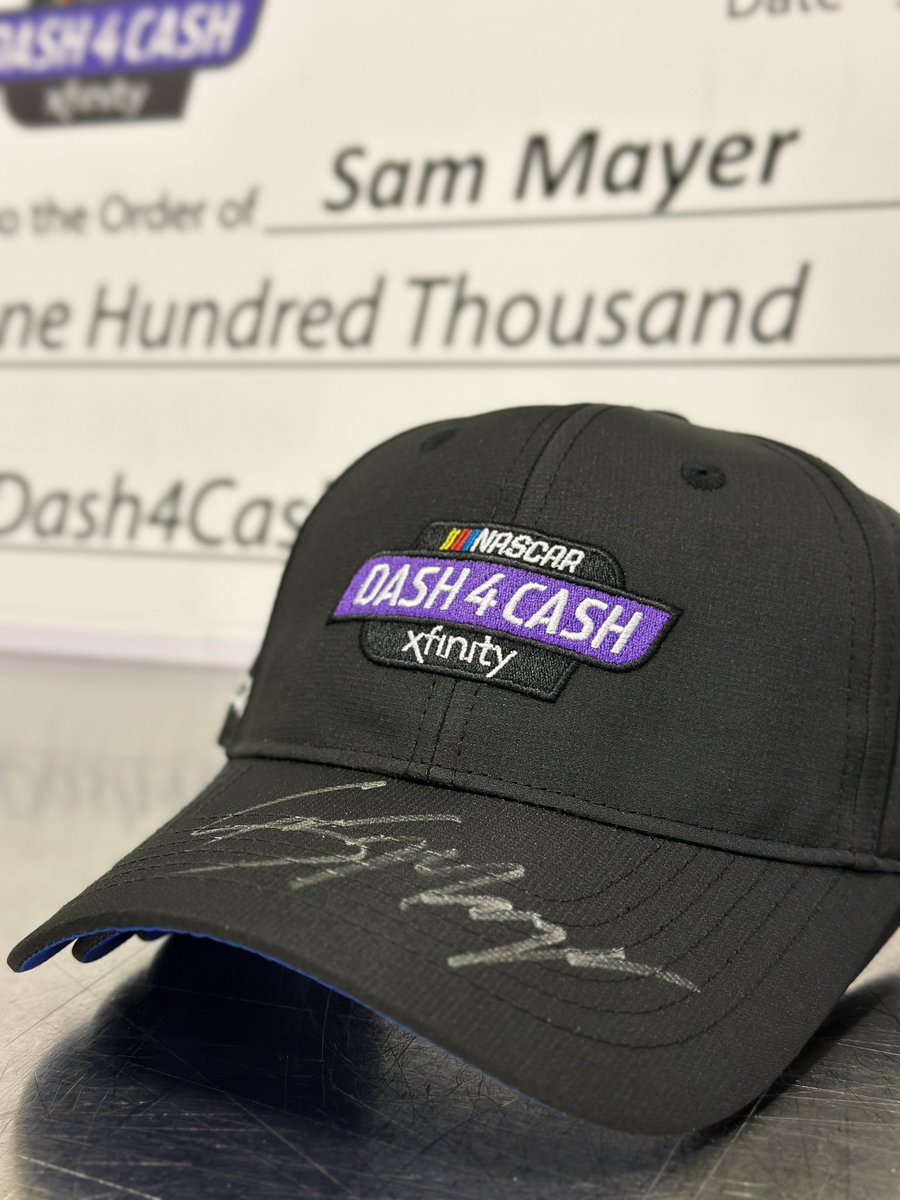 GIVEAWAY: We have a @XfinityRacing #Dash4Cash hat signed by @Sam_Mayer_ straight from victory lane!

Follow @JRMotorsports, repost this and tell us what you would do with $100,000!

Winner will be randomly chosen tonight at 7 PM ET.