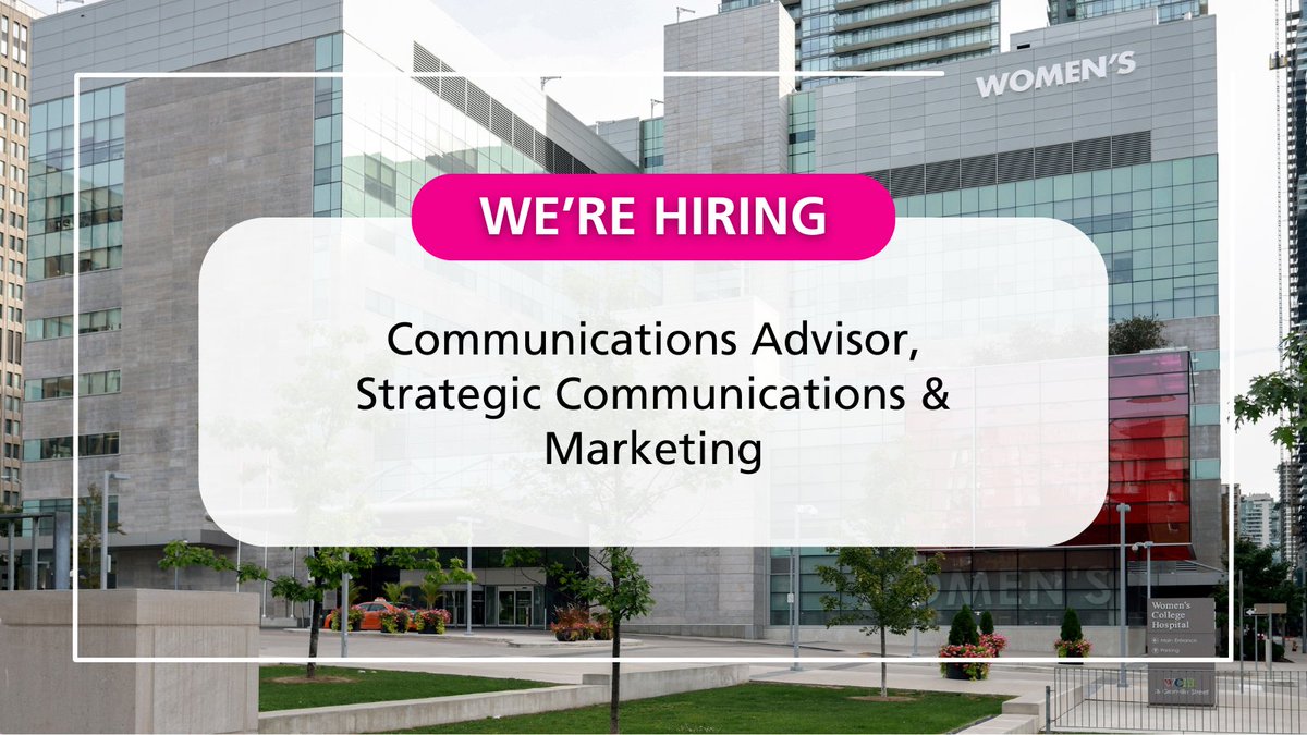#WCHCareers: Come join our Strategic #Communications & Marketing team at WCH! We're #hiring a Communications Advisor who will help shape hospital communications across a range of platforms. 📢 Apply now ⤵️ Communications Advisor, Strategic Communications: loom.ly/JDwekUU