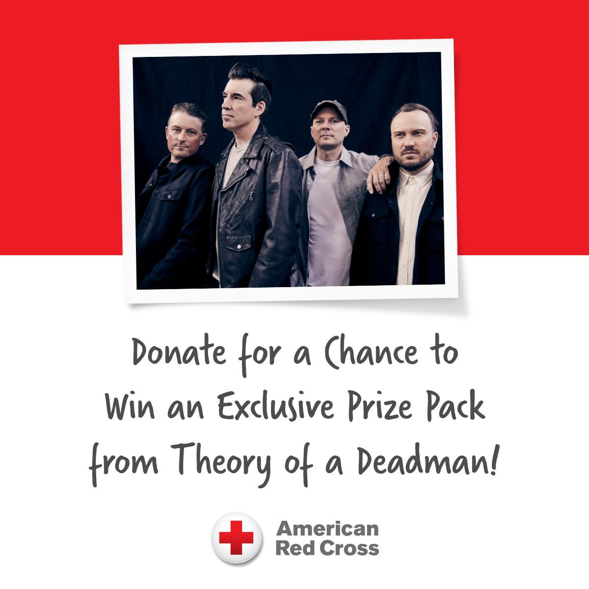 Excited to announce we're partnering with @RedCross to support all they do. Donate to the Red Cross from now until April 30th and you'll be entered for a chance to win 1 Signed CD, 2 Signed Vinyls and a Personal Thank You Video from us! #RedCross redcross.rallyup.com/theory