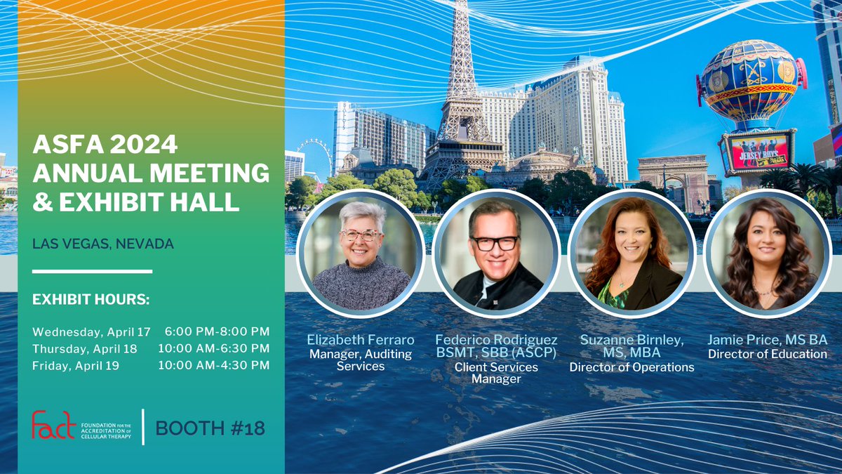 Viva Las Vegas! 🎲🎰🃏 Stop by Booth #18 from April 17-19 at the #ASFA2024AnnualMeeting and chat with our experts in all things #FACT!

View the daily schedule here📲: conta.cc/4aN22v2