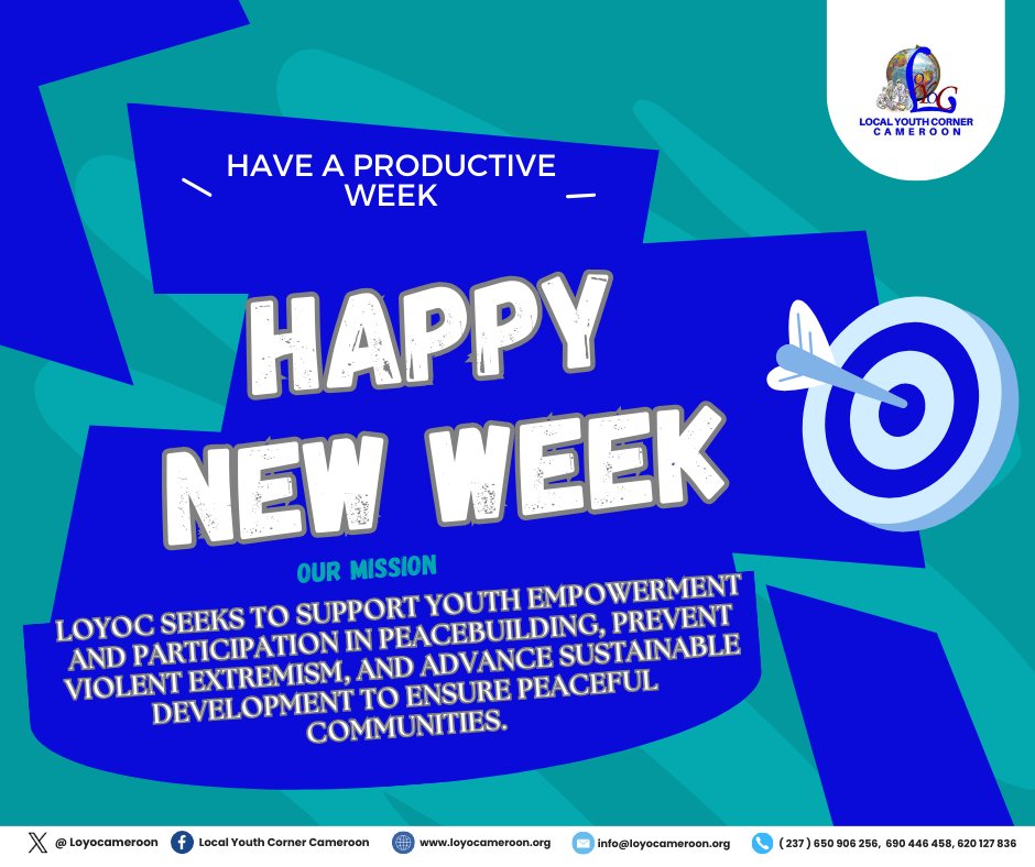 Happy #NewWeek from us! As we embark on another week, we wish you all a productive&successful one. We also encourage you to visit our website for the latest updates on our work. We remain committed to empowering youth & promoting positive change. Click👉loyocameroon.org