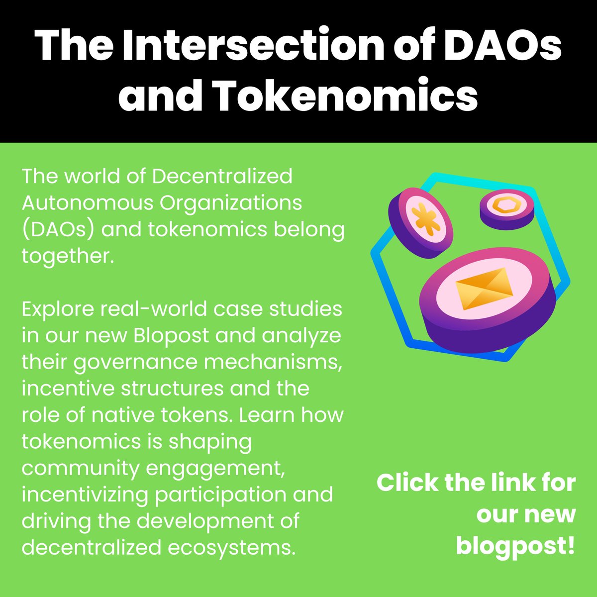 Discover how DAOs and tokenomics synergize in our latest blogpost.
link.medium.com/LOKkapwMOIb

#DAO #Tokenomics #Decentralization