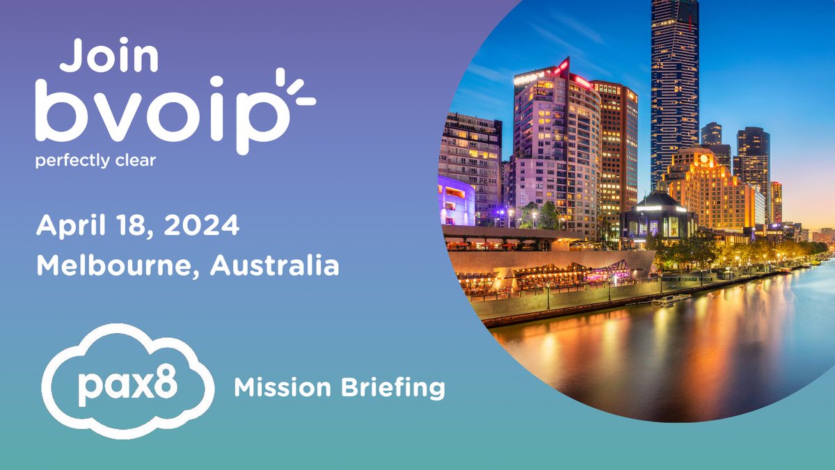 While the US team is busy at Partner Connect and Community Minds this week, we still have things to do and places to go internationally 😉 Yadnyesh Shirwadkar will be attending his first event with bvoip on April 18th at Pax8's Mission Briefing in Melbourne!