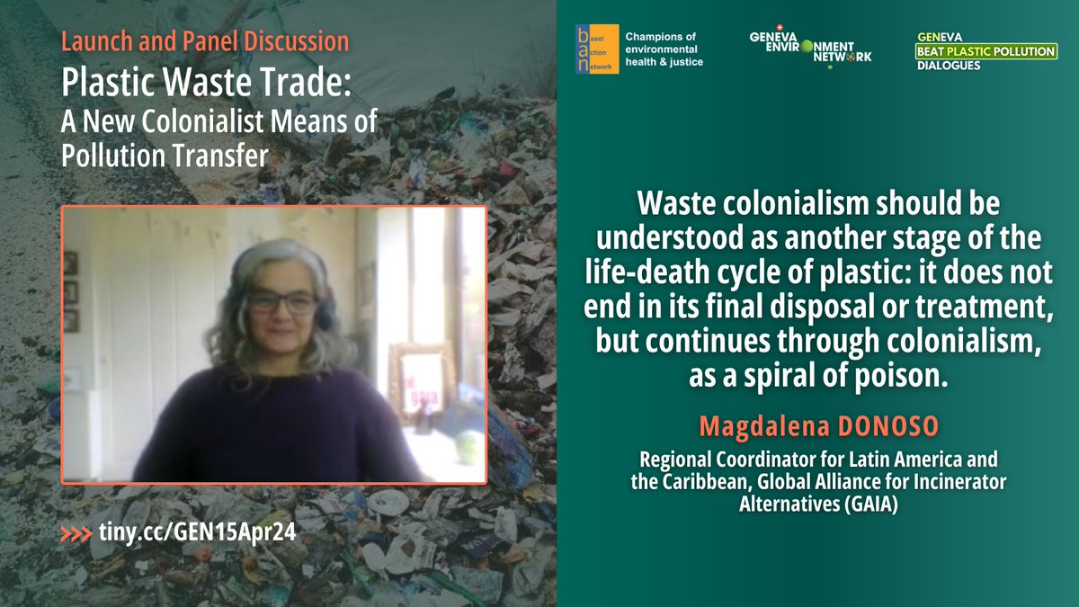 @BaselAction @S_Gundogdu01 @pstoett @KristaShennum @JPetrlik @ismawati64 @Magdalenadonoso @brkfreeplastic @IUCN_Plastics @ToxicsFree @ClimateRights @arnikaorg @FokusNexus3 @CEJADKenya Presenting two cases from Latin America, Magdalena Donoso of @GAIA_LAC asks the hard questions on issues related to lack of transparency or access to information, including which industries benefit from such #trade, and how the #PlasticsTreaty to address such gaps.
