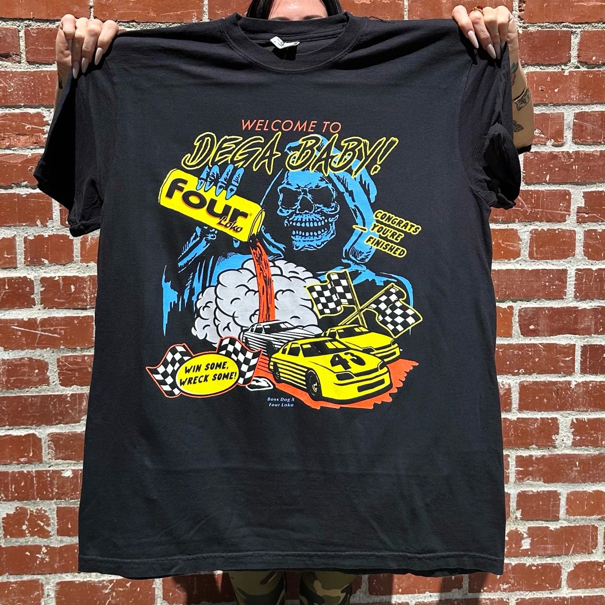 DEGA BABY, new shirt by @Bossdogartdept for our 4/20 race. Available now