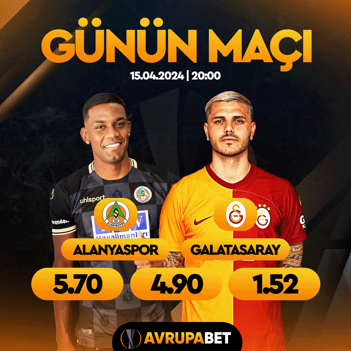 ⚡️ Süper Lig heyecanı tüm hızıyla devam ediyor! ⚡️ ⚽️ Alanyaspor ile Galatasaray bu akşam saat 20:00'da kozlarını paylaşacak. 🍀 Karşılaşmanın heyecanını en yüksek oran ve geniş market seçenekleri ile Avrupabet'te yaşayın! 🔗Hemen oyna: t2m.io/avrupa 📺Kesintisiz…