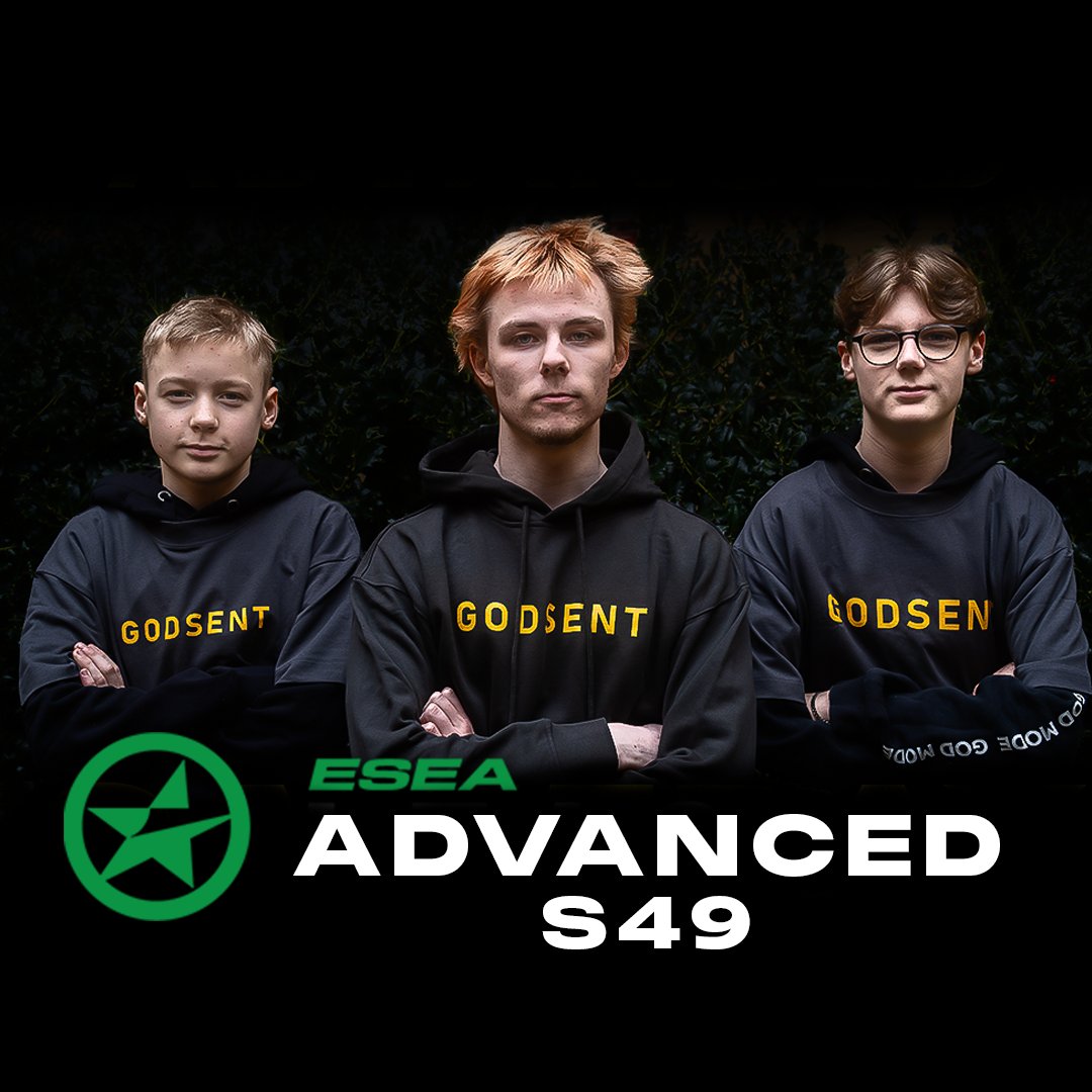 Today @ESEA Advanced S49 begins and we play two games tonight. The @GODSENT_YG will take the place of our previous main team and therefore play with two stand-ins in the first three matches. The first game starts at 18.00 against @K10_GG followed by a match against @eternalfiregg…