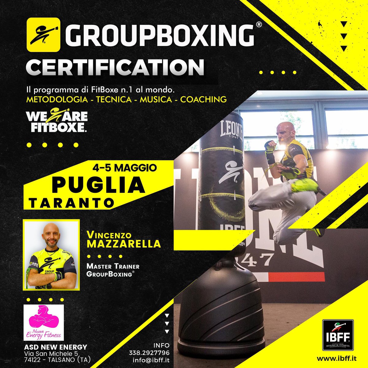 ibffofficial's tweet image. 𝗗𝗶𝘃𝗲𝗻𝘁𝗮 𝗜𝘀𝘁𝗿𝘂𝘁𝘁𝗼𝗿𝗲 𝗱𝗶 𝗚𝗿𝗼𝘂𝗽𝗕𝗼𝘅𝗶𝗻𝗴® 𝗶𝗻 𝗣𝘂𝗴𝗹𝗶𝗮!🤩formazione il 4&amp;amp;5 Maggio con il Master Trainer Vincenzo Mazzarella
1opportunità x diventare Istruttore Ufficiale &amp;amp; entrare nella Community di FitBoxe n’1 d'Italia
info@ibff.it 
#groupboxing