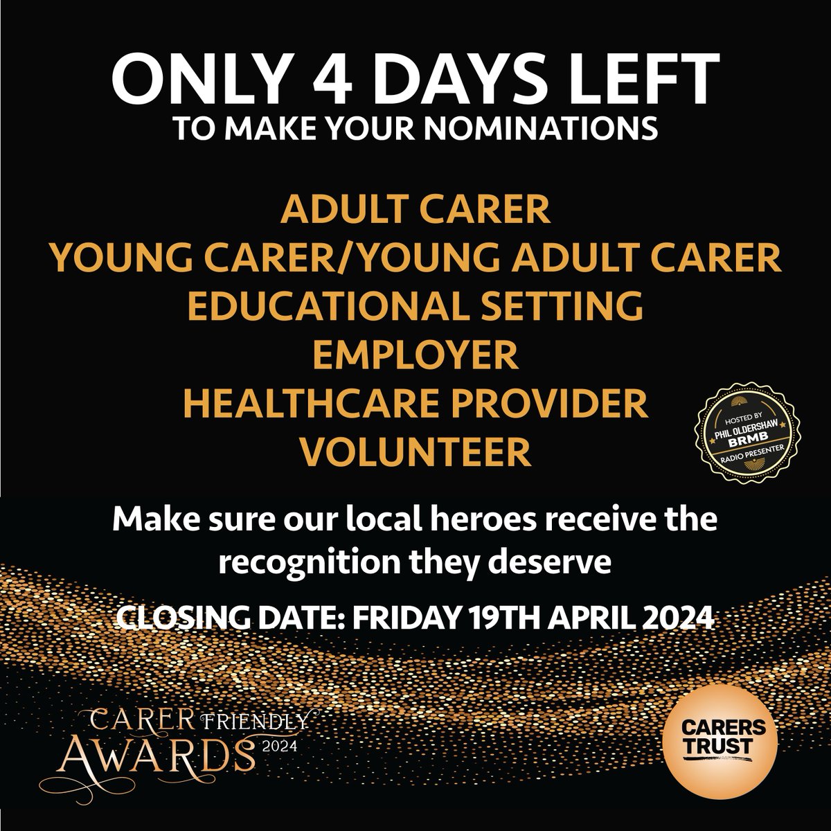 DON'T MISS OUT! This is your chance to make sure a worthy few can be named winners of our #CarerFriendlyAwards! Its so simple to nominate those you believe are deserving of an award and evening of fun and food. Nominate and learn why we're doing this: solihullcarers.org/awards