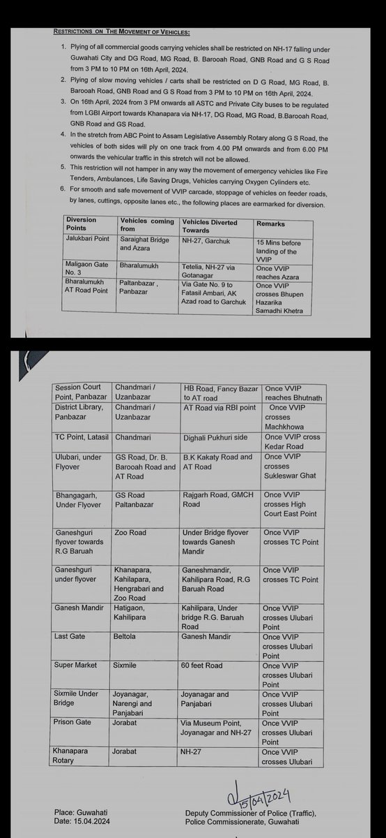 Traffic Restrictions for tomorrow on visit of Hon PM at Guwahati 
@GhtyTrafficPol 
@guwahaticity 
@aboyobbhuyan @JuleeBezbaruah