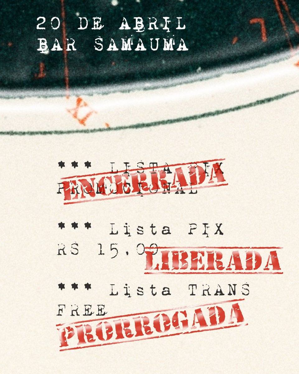 arquivosvortex's tweet photo. *** LISTA PIX PROMOCIONAL ENCERRADA 
*** LISTA PIX LIBERADA
*** LISTA TRANS PRORROGADA 19/04 https://t.co/1d9uPwrG7z