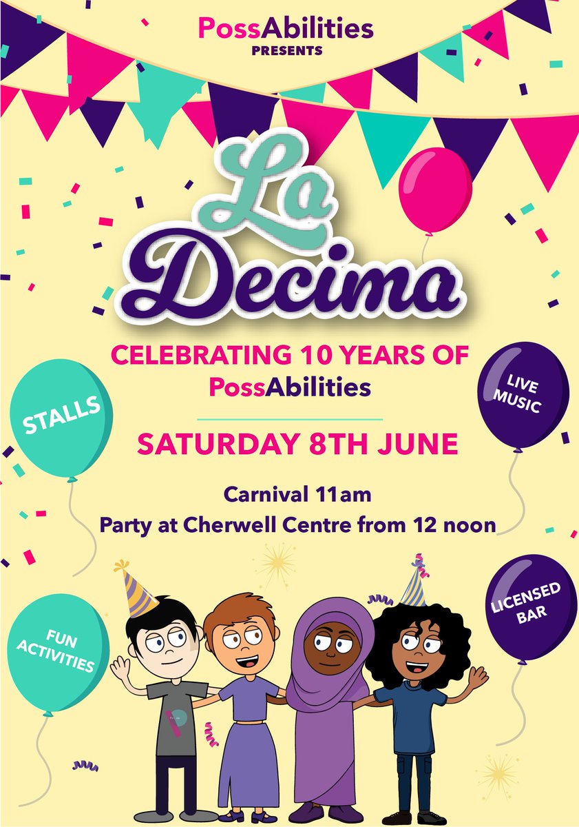 🎉 We're celebrating 10 years! Join us for #LaDecima this Sat, June 8 in Heywood! Carnival parade, live music, food stalls, games & more at PossAbilities HQ. 🎈🎶🍔 Don’t miss out! #PossAbilities10 #HeywoodFest