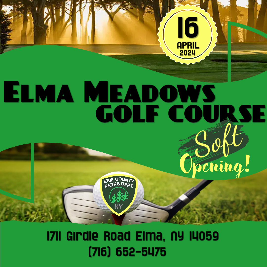 SOFT OPENING! Elma Meadows Golf Course will be open tomorrow 4/16 to WALKERS ONLY, tee times must be made by calling our cashiers office at (716-652-5475). Online tee-times are not available at this time.