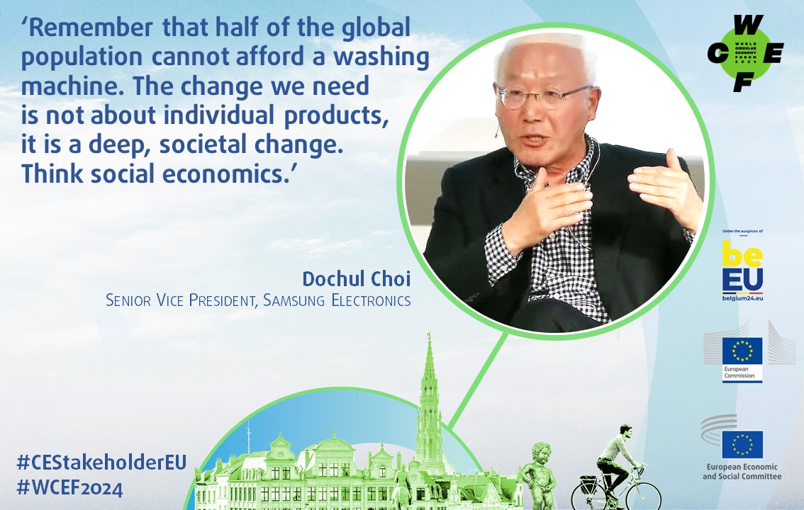 #WCEF2024 #CEStakeholderEU A legislative framework for #sustainable #trade ✏️ key takeaways 'We dont mind to have tough #legislation, we will find solutions. But we need a level playing field.' Dochul Choi, @Samsung