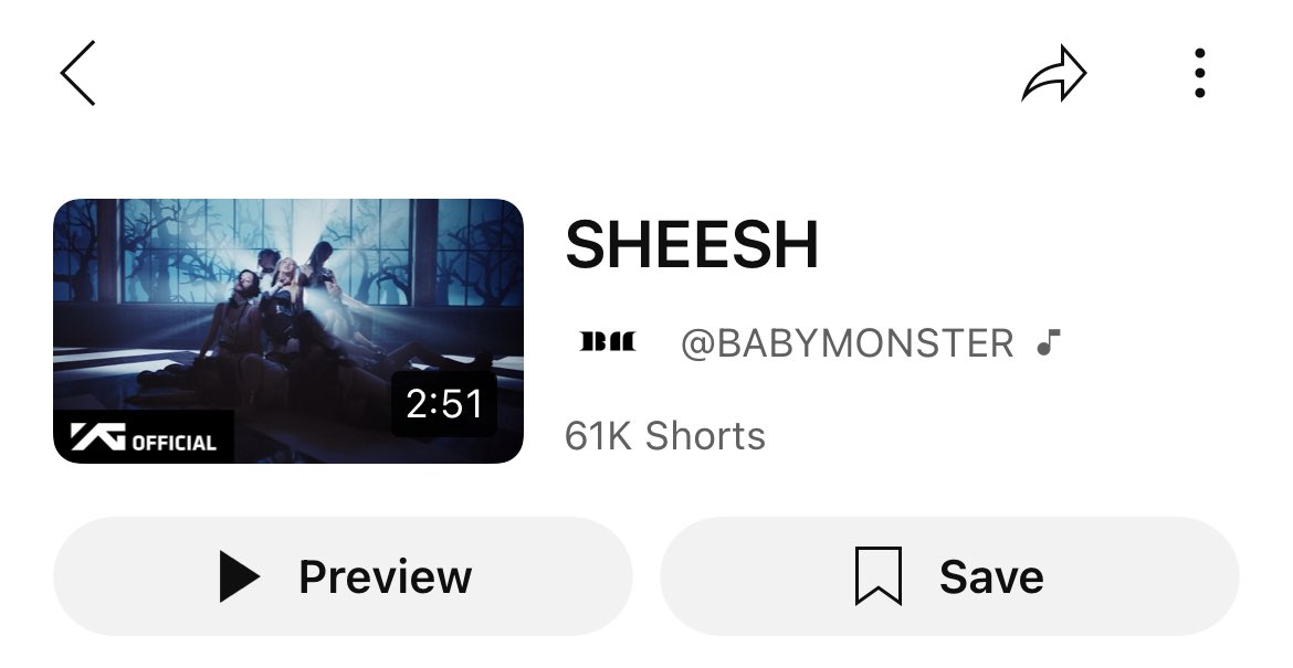 ‘SHEESH’ by #BABYMONSTER has now surpassed 61K (+13K) shorts on YouTube!

@YGBABYMONSTER_ #베이베몬스터