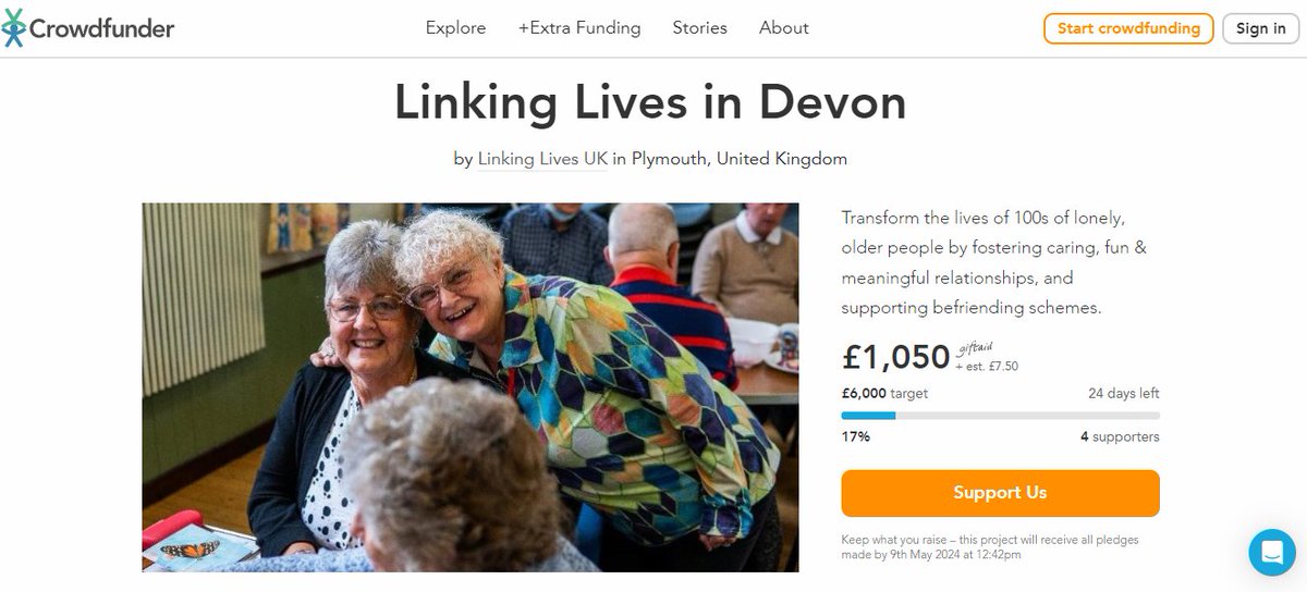 We know times are tough at the moment, but if you are able to support our live Crowdfunder campaign, even if just a few pounds, we'd be so grateful. It's for combating #loneliness in #Devon. To find out more and support, click the link below. ow.ly/pJQK50Rggq6