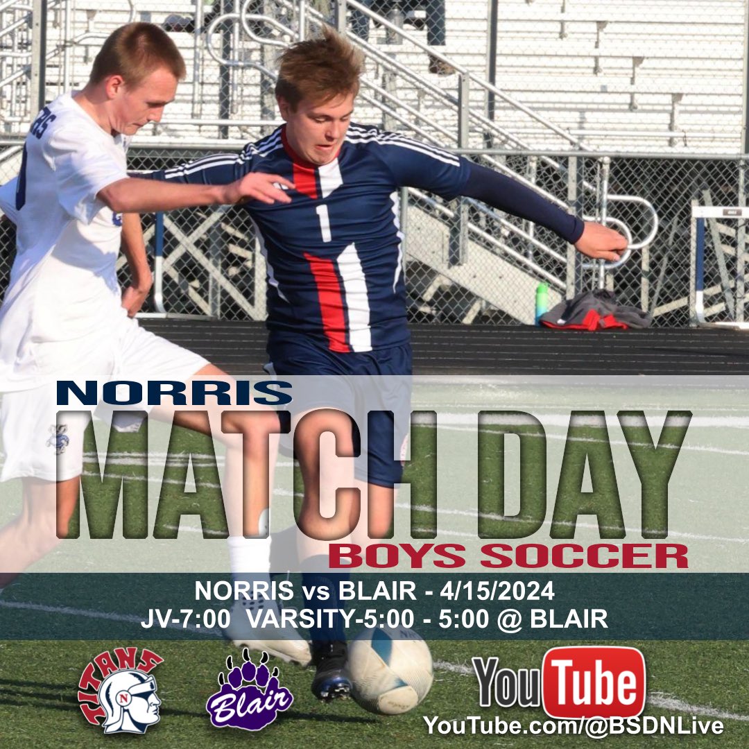 NorrisSoccer's tweet photo. 🚨MATCH DAY #11🚨
🆚Blair
⏰V-5:00|JV-7:00
🏟️Blair https://t.co/JPlL7l6inW