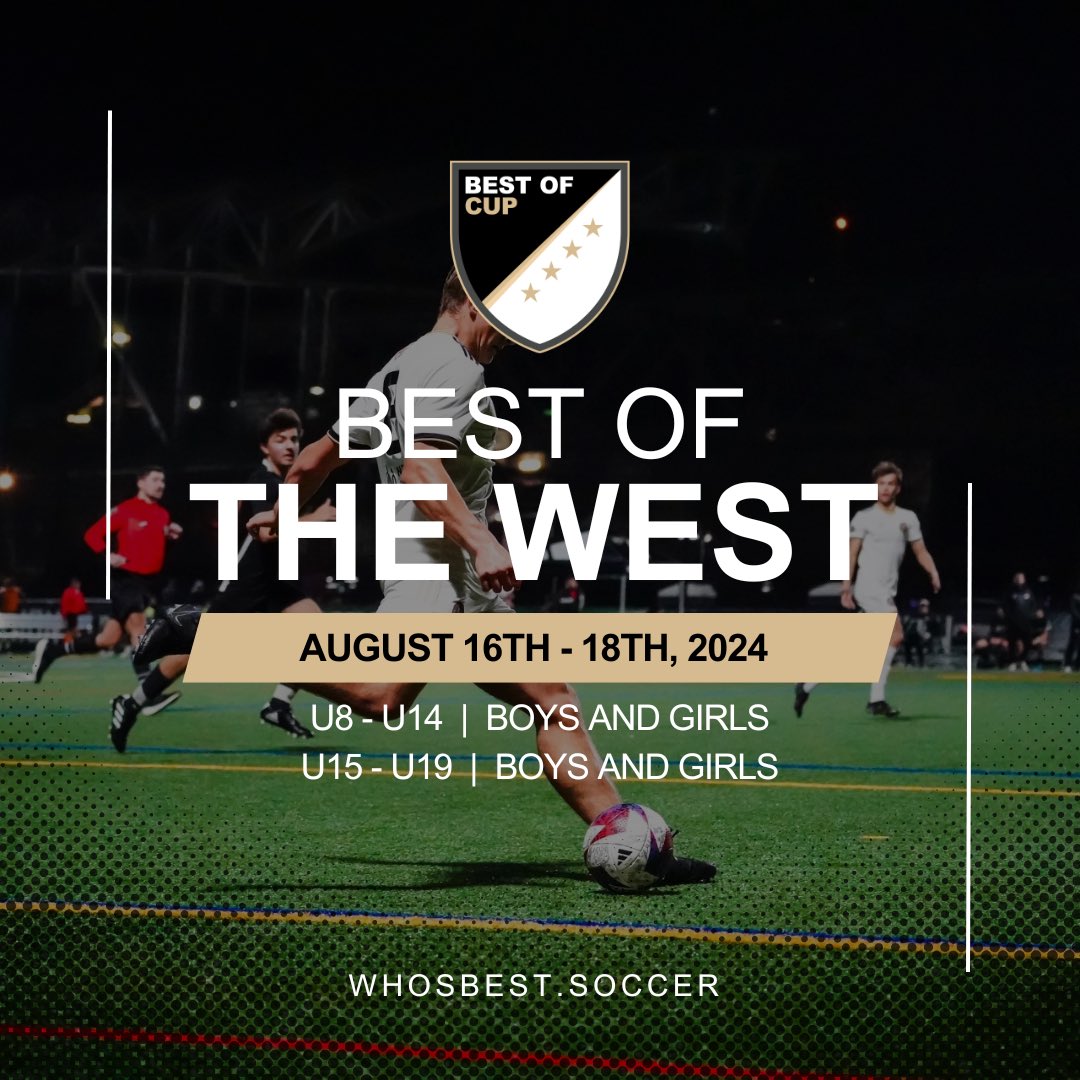Welcome to the battleground for MLS Next, ECNL, GA, NAL, and USYS Clubs ⚔️

To be a part of Best of the West this August, head to our website to apply now!