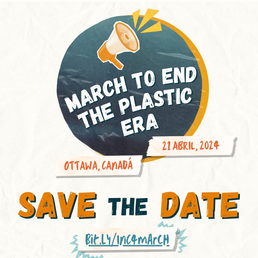 ¡Únete a una marcha histórica! Es hora de que los gobiernos den prioridad a la salud de nuestro planeta y nuestras comunidades. 🗓️ Domingo 21 de abril, 11am 📍 Parliament Hill, Ottawa, Canadá Inscríbete: bit.ly/INC4march #BreakFreeFromPlastic #PlasticsTreaty #INC4