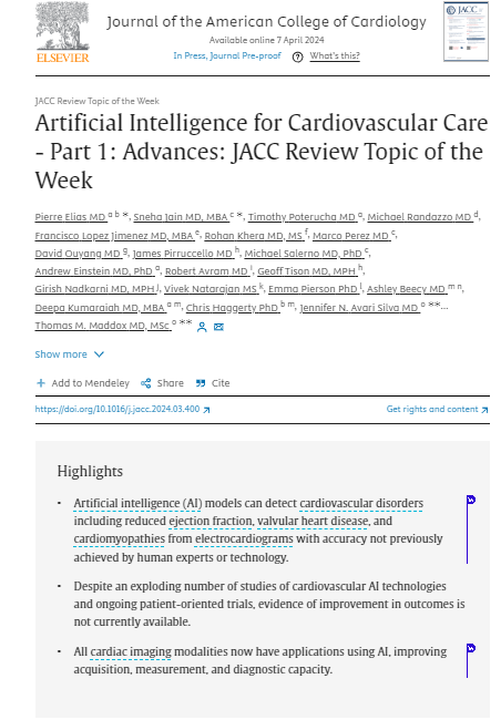 The #aiinhealthcare challenge  
'Embracing this rapidly evolving technology while setting a high evaluation benchmark will be crucial for cardiology to leverage #AI to enhance #PatientCare and the provider experience.' #HealthcareInnovation 
#aiforgood 
sciencedirect.com/science/articl…