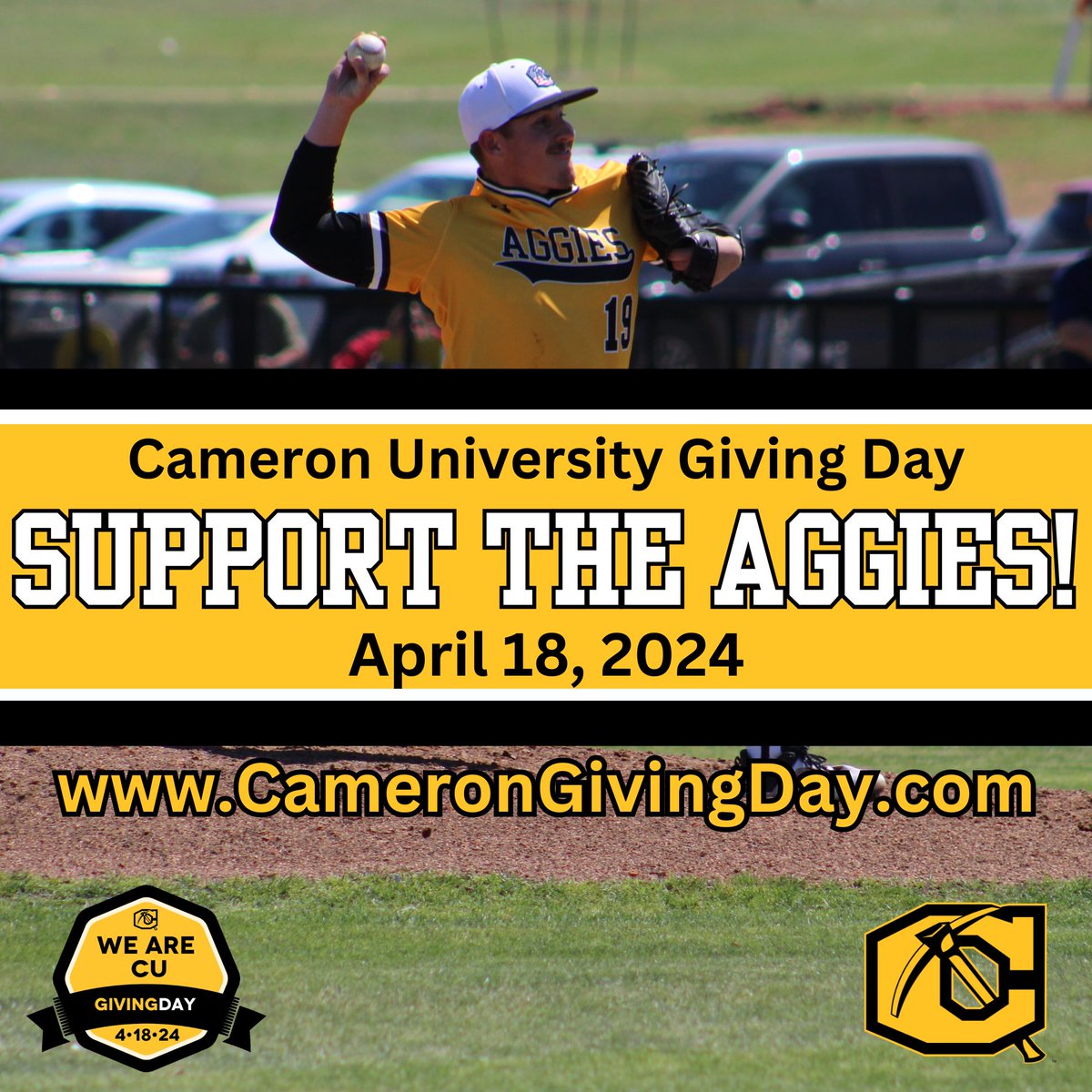 CUaggiesbsb's tweet photo. This Thursday, April 18th is Cameron University giving day! All support will go directly to the baseball program for field improvements #BackTheAxe ⛏️⛏️⛏️ https://t.co/Qyasq2qdbq