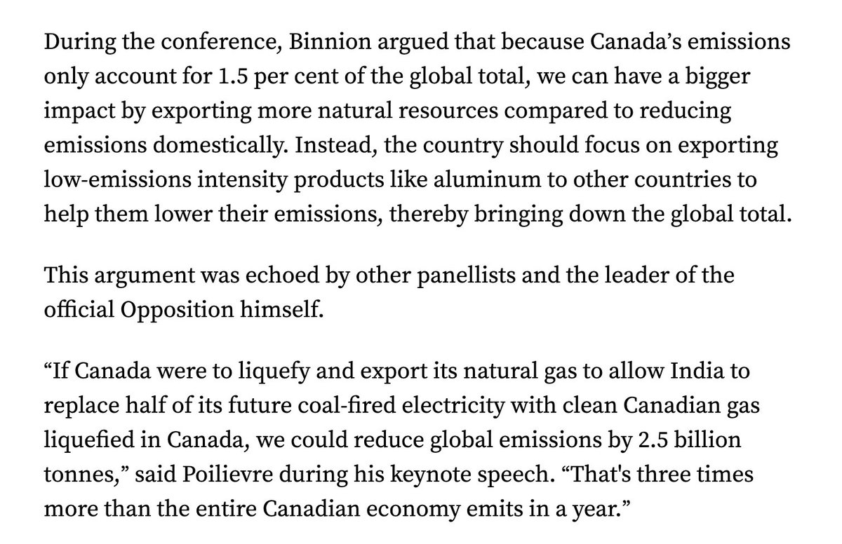 This is the Conservative climate plan, folks: export more fossil fuels. It's a sad joke, of course, since Canada isn't going to get credit for emissions reductions that happen in other countries. But it's all they have. #cdnpoli