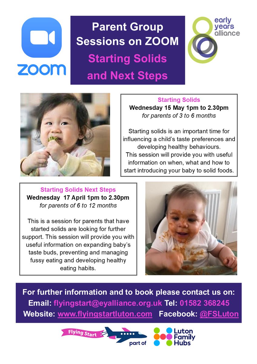 Spaces available on our 'Starting Solids Next Steps' group THIS WEDNESDAY (17 April)! If you've just started solids with your child over 6 months- join us on Zoom from 1pm to 2.30pm to discuss top tips! Contact us to book on and receive the link :)