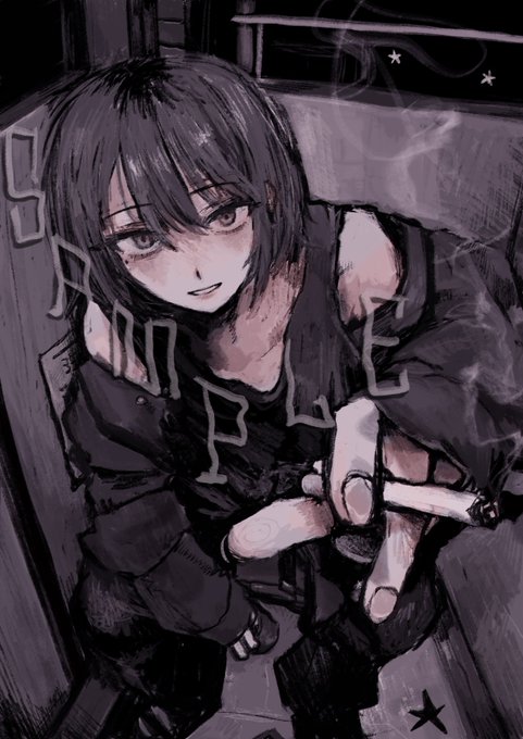 「cigarette holding cigarette」 illustration images(Latest)｜4pages