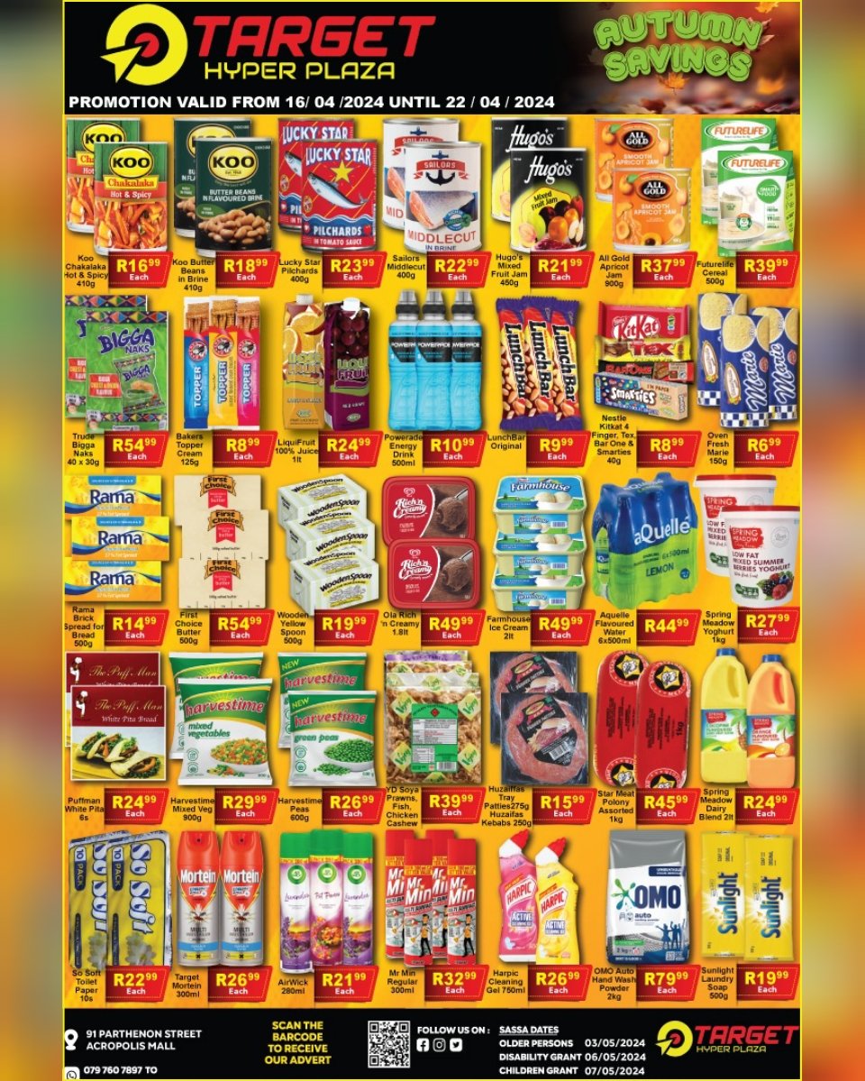 targethyper's tweet photo. 🎯🌿 Autumn Savings 🌿🎯 
More massive specials in-store.

🎯 Promotion starts 16/04/2024 &amp; ends 22/04/2024
🎯 Market Deals starts 16/04/2024 &amp; ends 21/04/2024
🎯 2 Day Market Day starts 16/04/2024 &amp; ends 17/04/2024

Prices valid while stocks last.
#target #targethyperplaza https://t.co/sja8eelwoY