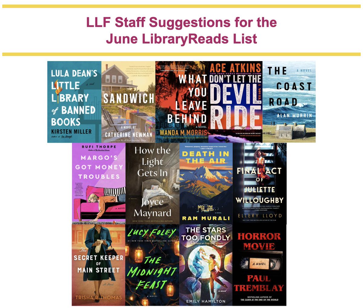 🌸 We're here with staff suggestions for the June LibraryReads List!

Check out our staff picks for the June LibraryReads list and start downloading! Don't forget to get your votes for the June LibraryReads list in by May 1st!

🔗 Staff picks: link.harpercollins.com/view/5ef1ec7bd…