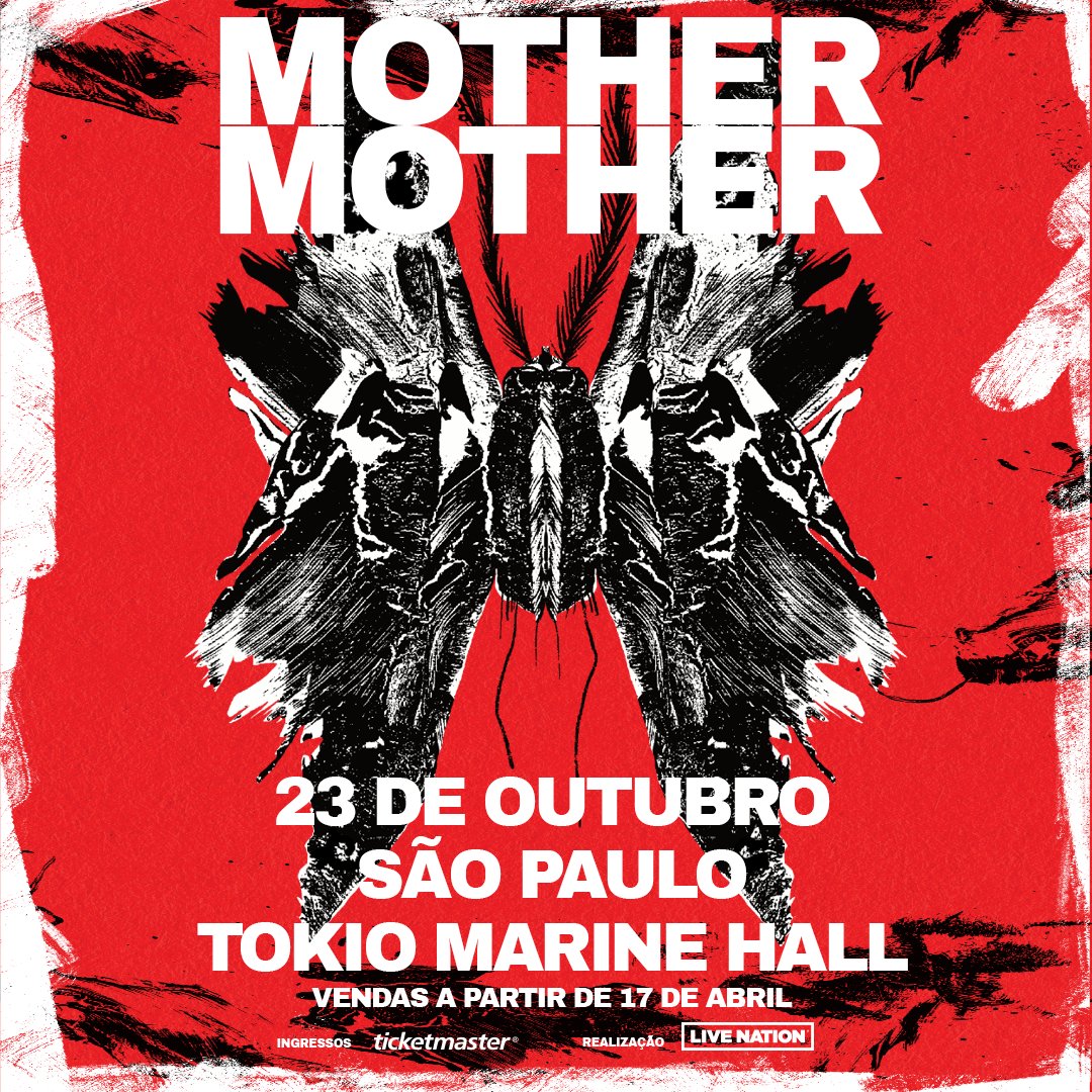 MOTHER MOTHER TÁ CHEGANDO, NAÇÃO DO ROCK! A aclamada banda canadense vai trazer sua nova turnê para São Paulo, dia 23 de outubro, no Tokio Marine Hall. Não deixe de garantir seus ingressos a partir do dia 17 de abril, às 10h na @TicketmasterBR OU às 12h na bilheteria oficial.