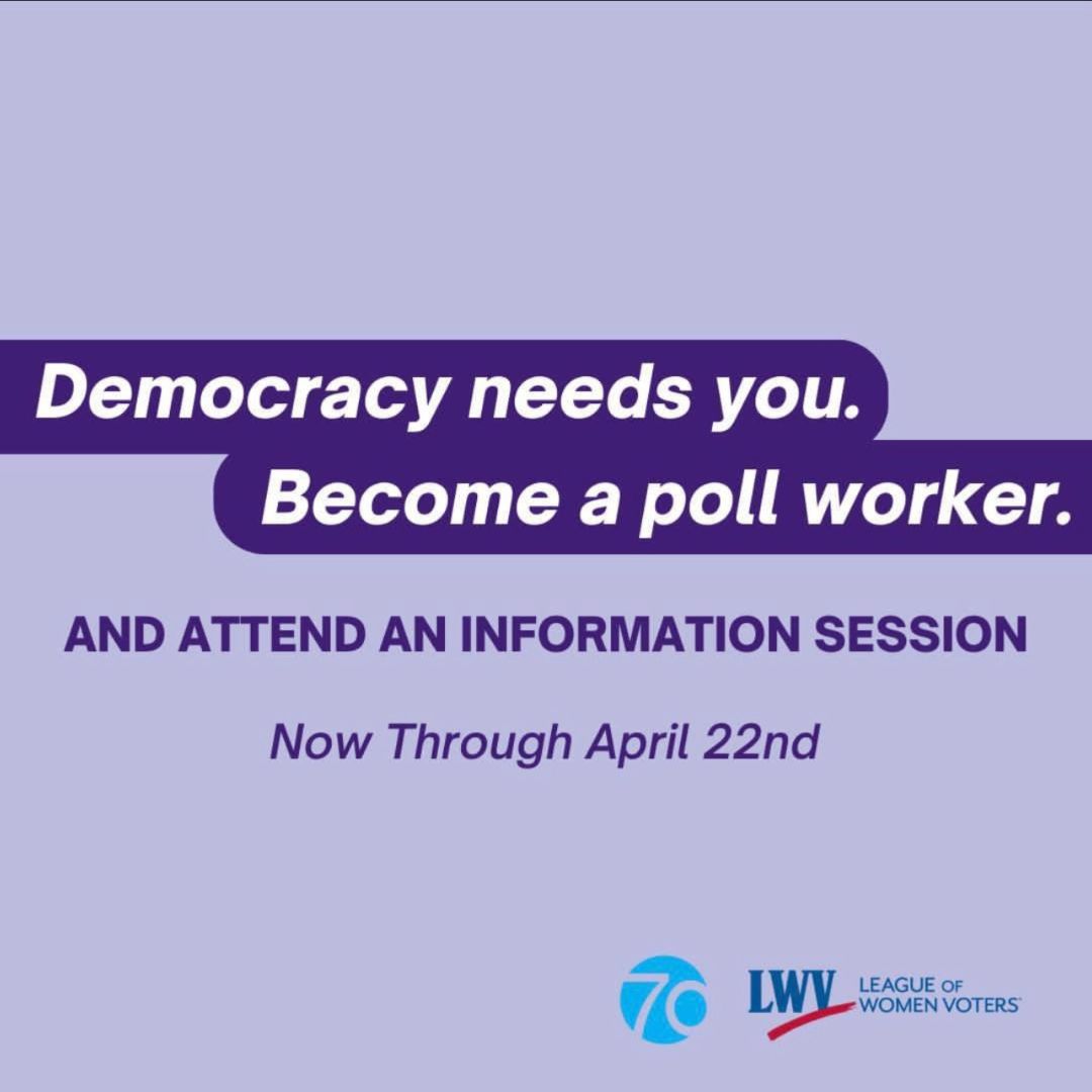 Now through Election Day, we’re hosting virtual information sessions for poll workers and watchers with our partner @Committeeof70. Whether you’re new or experienced, these sessions will equip you for the upcoming primary on April 23. Sign up here: palwv.org/events