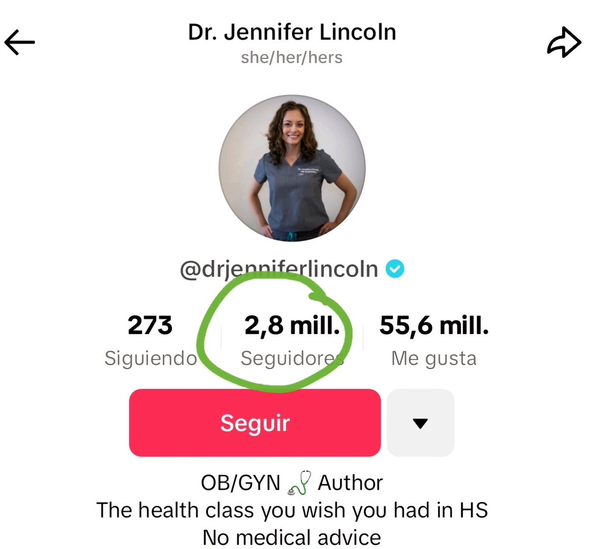 'Está totalmente bien [que la mayoría de los #Médicos no esté en #TikTok], pero quiero q sepan q la plataforma existe y q pueden usarla para empezar la conversación. Es una excelente manera de conocer a las personas donde están y descubrir qué les preocupa', Dra. Jennifer Lincoln