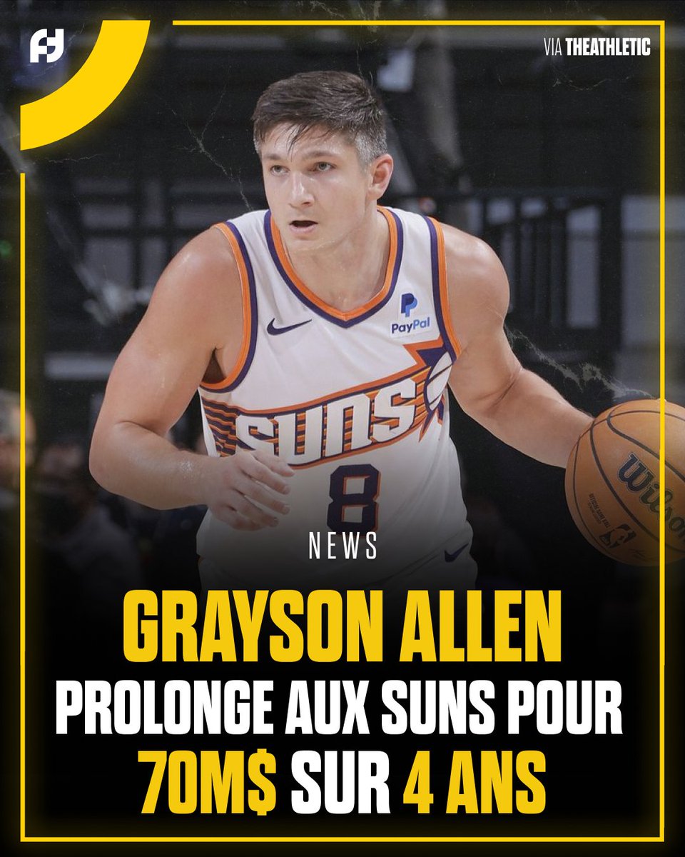 Grayson Allen prolonge 4 ans aux Suns pour 70M$ 🔥 Le tireur le plus adroit à 3 points cette saison est récompensé pour sa très bonne saison avec Phoenix !