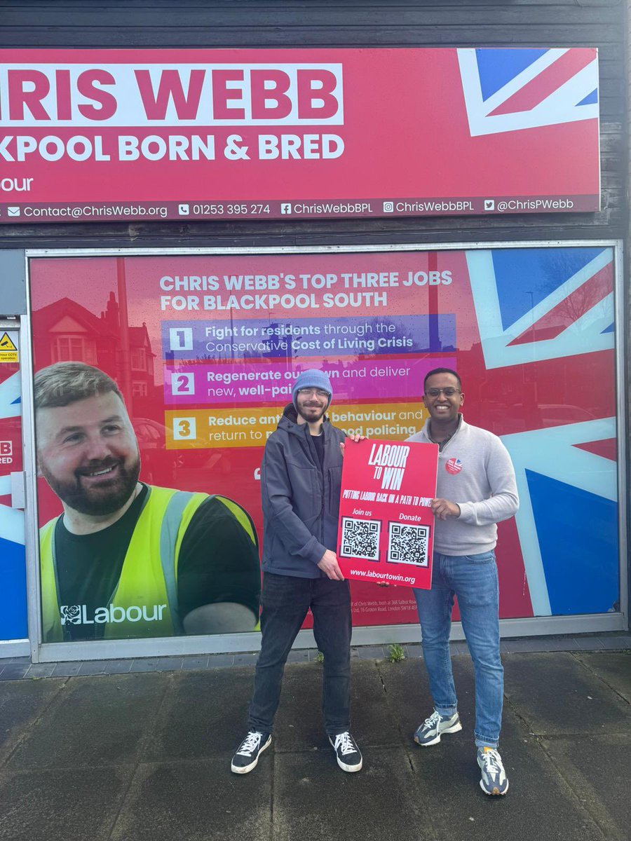 A brilliant road trip with @abenaopp and @adamlangleben supporting Labour’s candidate in the Blackpool South by-election, @ChrisPWebb! Great response on the doors, Vote Labour on May 2!🌹