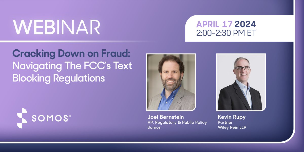 Last chance to secure your spot in our latest webinar where industry experts from @Somos and @wileyrein discuss the implications of the @FCC's robotext mandate and how to stay ahead of compliance with the upcoming enforcement! Register today! bit.ly/3xuCtkb