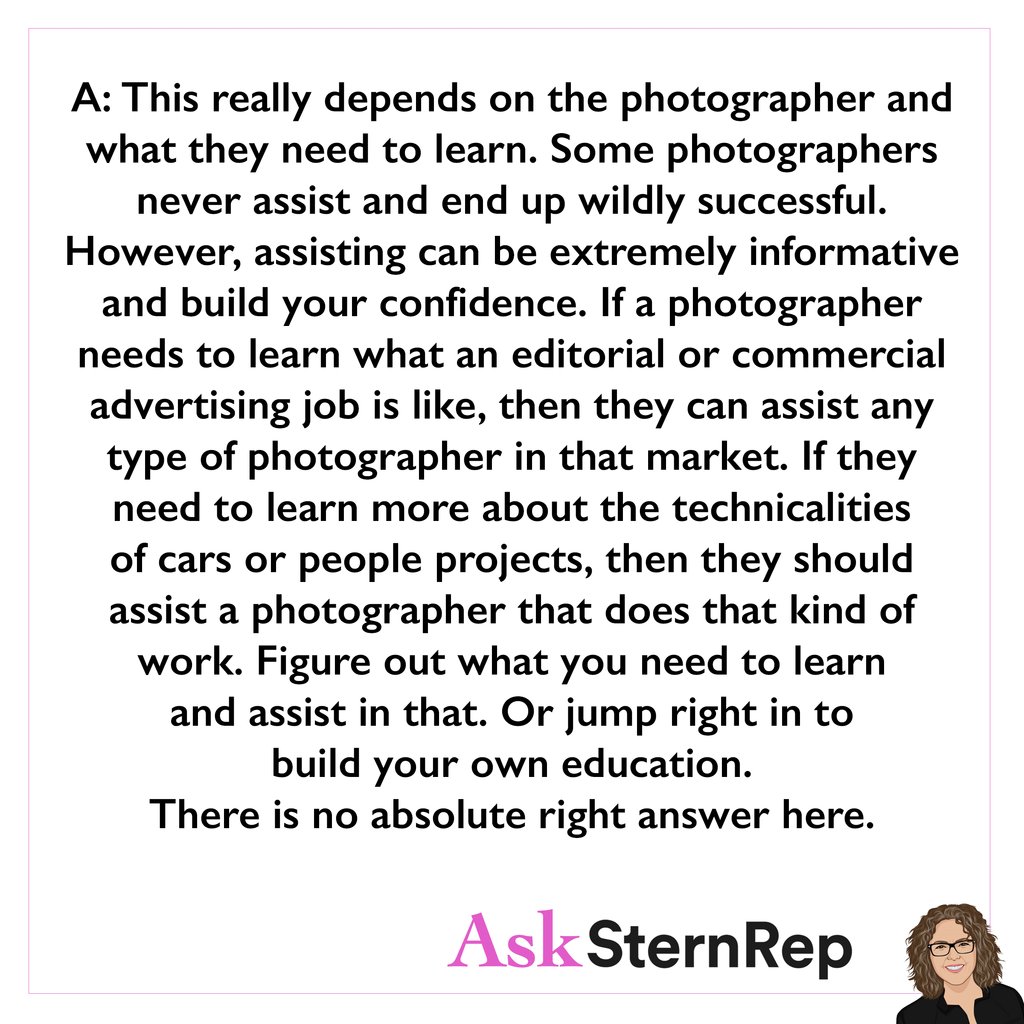 #MondayQandA
#AskSternRep

Get more AskSternRep at instagram.com/AskSternRep!
#commercialphotography
#commercialphotographers
#losangelesphotographers
#askaphotorep