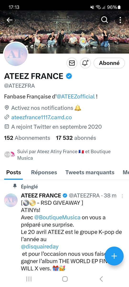 Kalista_sky's tweet photo. @ATEEZFRA @BoutiqueMusica @disquaireday Ma musique pref est Matz 🍀🤞🏻 merci pour le concours ! ✨️ https://t.co/8jBIGrulIF