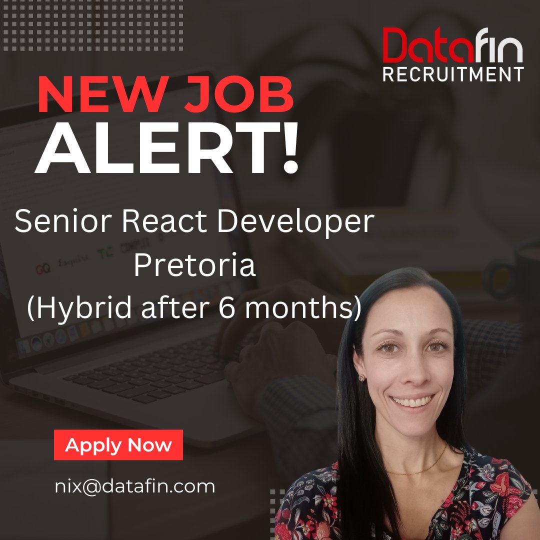 DatafinSA's tweet image. A Health Tech Solution Company based in Pretoria is currently looking for a Senior React Developer!
Apply now: datafin.com/job/senior-rea…
#SeniorReactDeveloper #JavaScript #html5 #css3 #bachelorsdegree #Datafinrecruitment