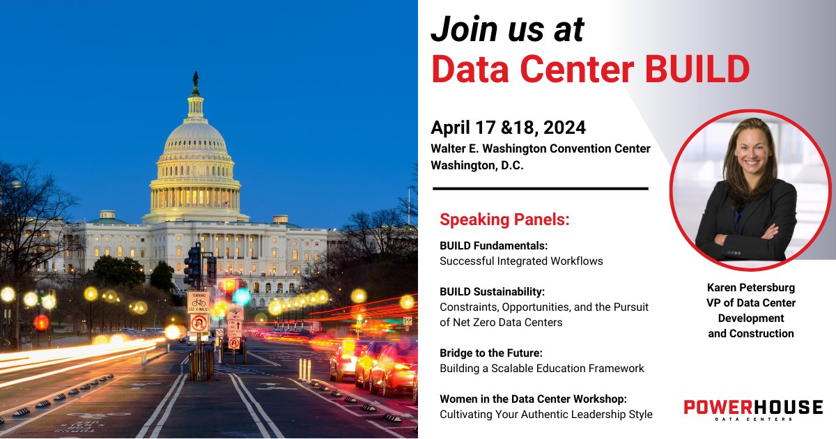 📣 Karen Petersburg will speak at the #DataCenterBUILD summit on 4.17-18 in Washington, D.C.  on topics including specializing in #green building, speed to market, #digitalinfrastructure education and developing a leadership style. 
datacenterworld.com/data-center-bu…