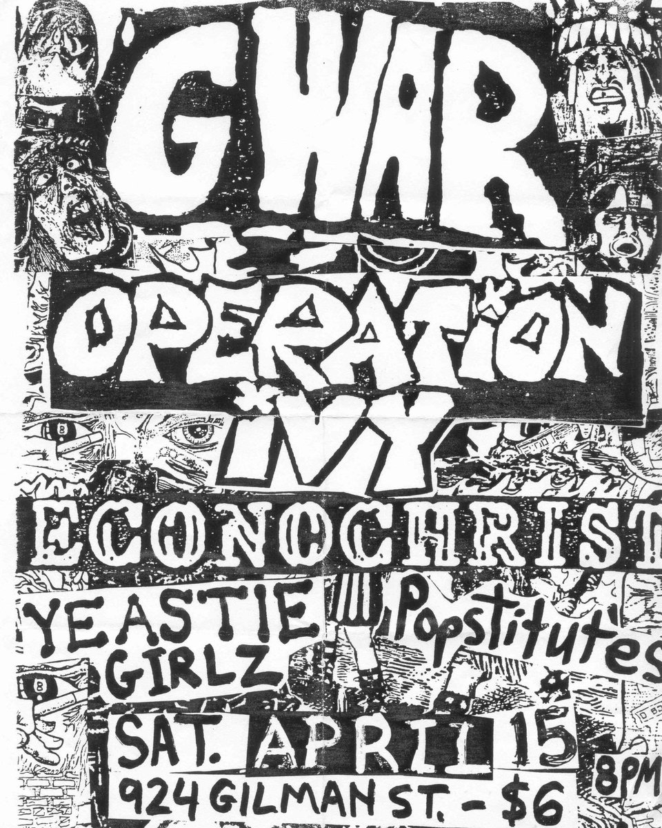 35 years ago today on April 15th, 1989, @gwar performed at @924Gilman with Operation Ivy.