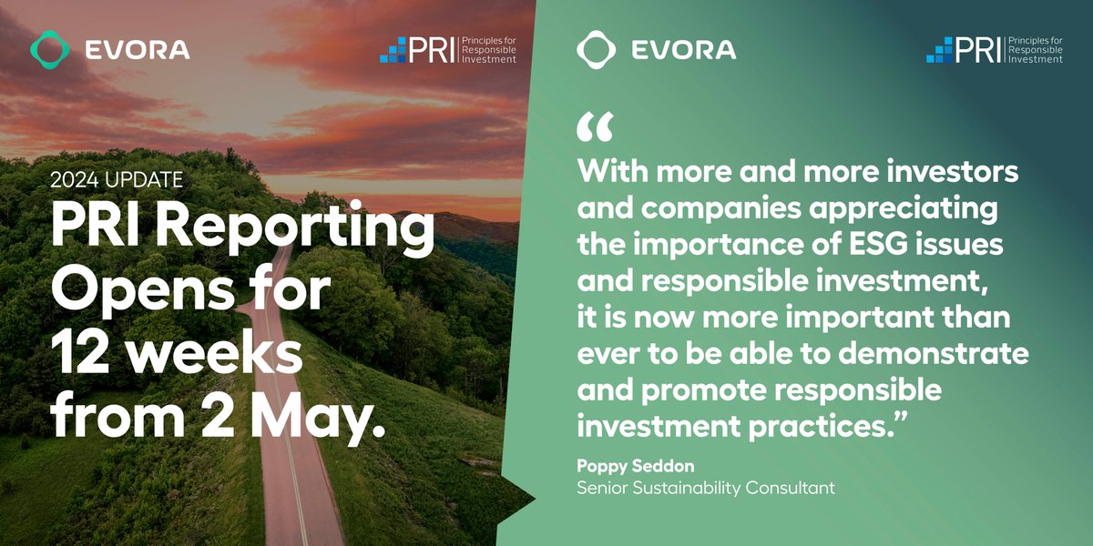 📅 The Principles for Responsible Investment (UN PRI) Reporting Window opens very soon on 2 May. EVORA Global are here to support you through the submission process. Find out more in our latest update from the link in our bio:
#prireporting #esgreporting #sustainabilityreporting