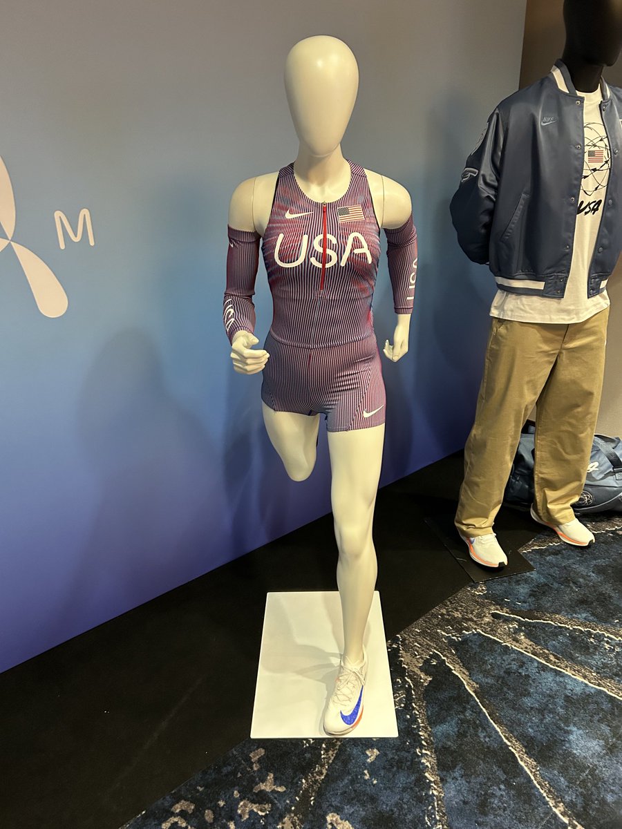 Official Nike kits on display at Olympic Summit don’t include high-rise model that caused one U.S. female hurdler to say official sponsor should be European Wax Center.