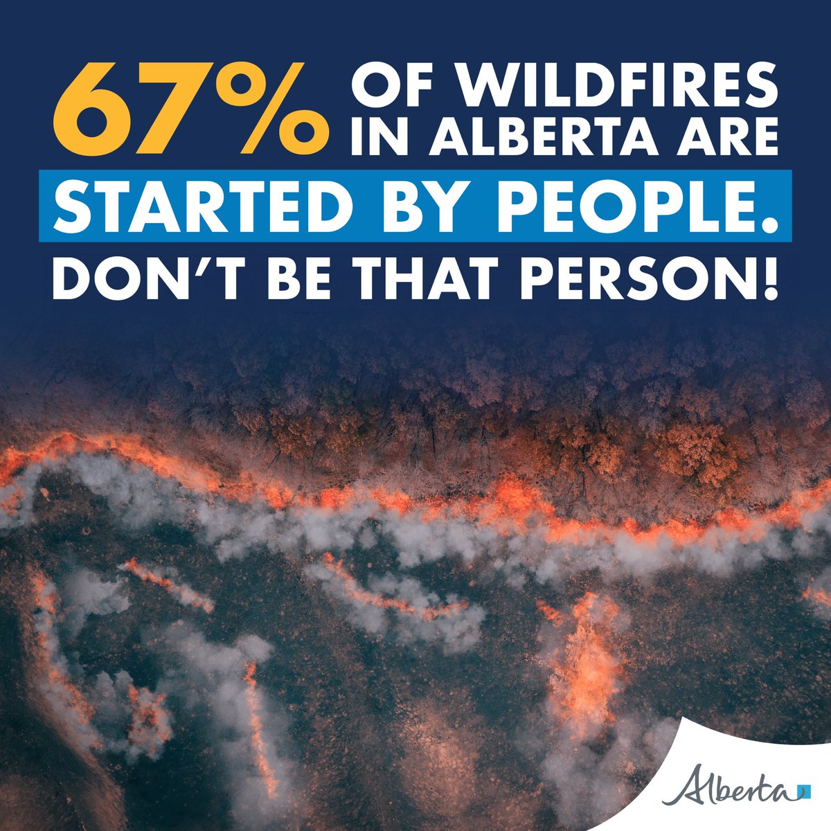 As we approach the wildfire season, it is important to understand that 67% of wildfires in Alberta are started by people. If you start a wildfire, you can be charged, fined, and held liable for all costs associated with fighting the wildfire.

Learn how you can help prevent the