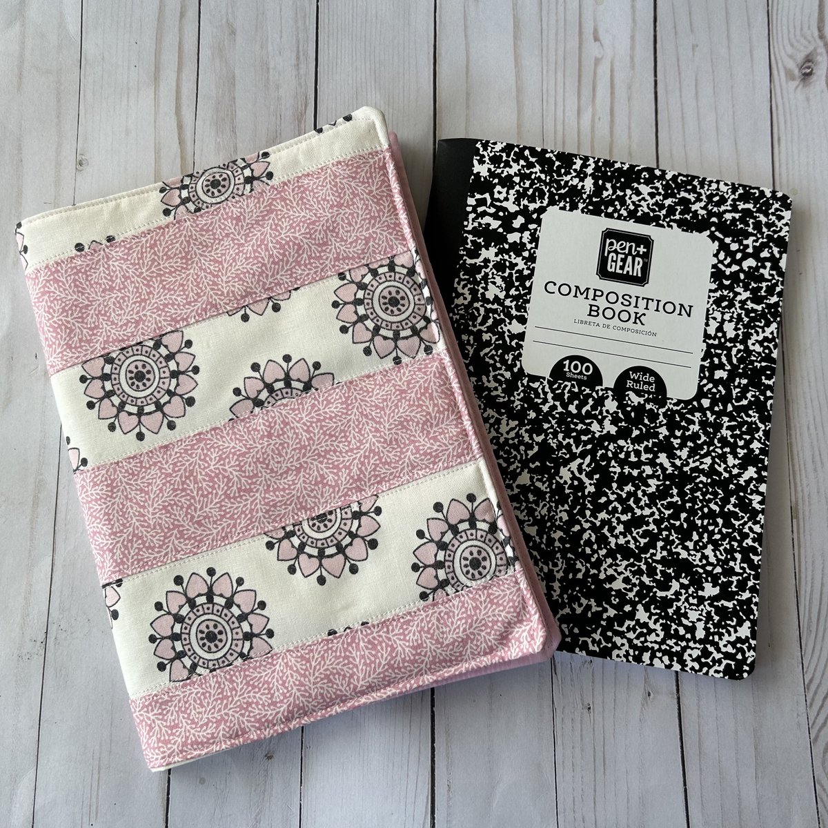 Pink Patchwork Composition Notebook Cover tuppu.net/c9984487 #craftbizparty #craftshout #UniqueBookCover