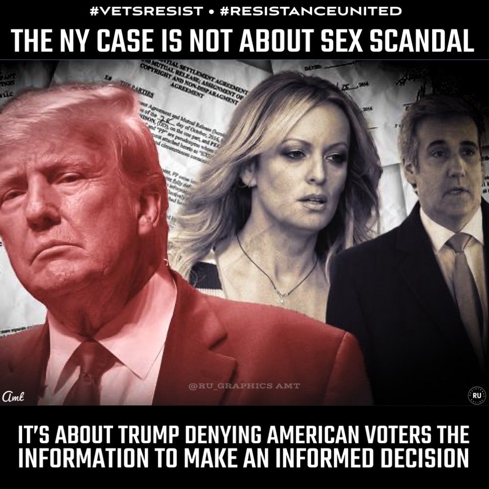 #ProudBlue #ResistanceUnited As we go into Trump’s first criminal trial, for those of you who still support this fraud, this is not about his affair with a porn star. This trial is about allegations that Donald Trump falsified business records to conceal an agreement with others…