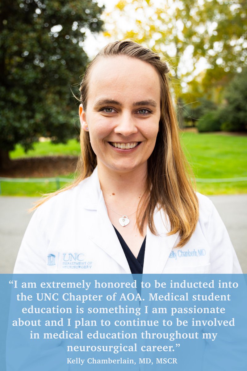 Congratulations to PGY 6 #UNCNeurosurgery resident @kchamberlinmd on being selected for induction into the UNC Chapter of Alpha Omega Alpha, National Medical Honor Society: unc.live/3JlPQpI