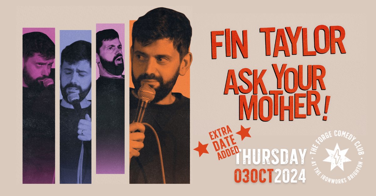 We are so excited to have @FinTaylorcomedy at the Forge this week - this show has sold out but fear not, we have added an October date so if you missed out then, grab a ticket now and have something to look forward to! #FinTaylor #Comedy #Extra