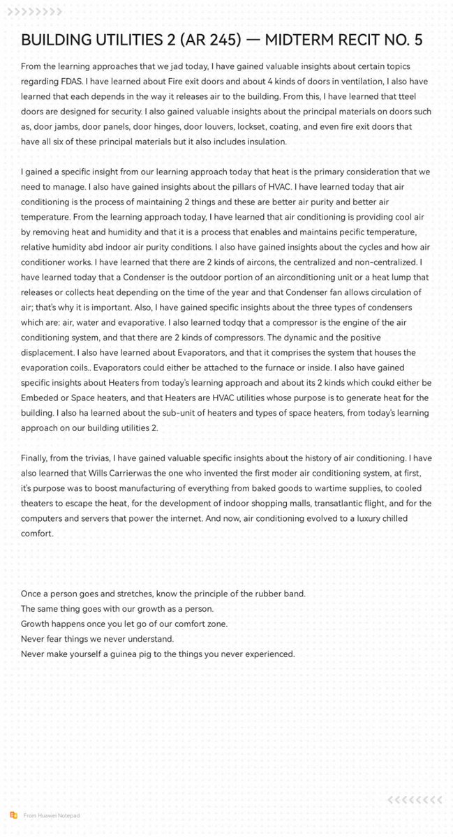 SchaThan_'s tweet photo. Barredo, Richard Nathaniel D. 
BS Arch 2A

Building Utilities 2 (AR 245) 
MIDTERM: RECIT NO. 5

#BSArch2A
————————— https://t.co/vAd5f36IDR