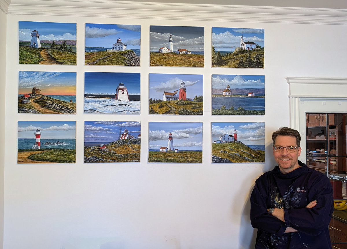 Happy World Art Day! I just finished my twelfth acrylic painting of Newfoundland and Labrador lighthouses. rosecoloredart.com. #worldartday